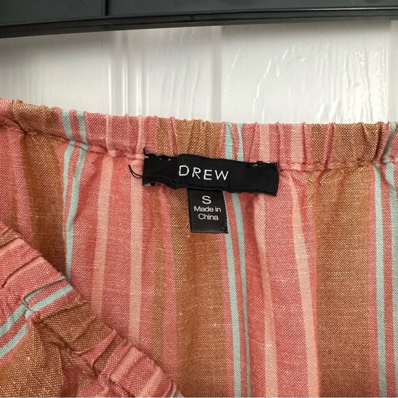 Anthropologie Drew Linen Strapless Jumpsuit Rainbow Stripe Split - Picture 3 of 6